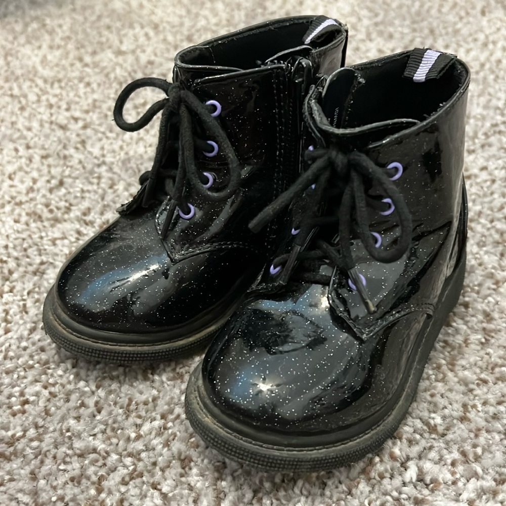 Wonder Nation Black glitter boots baby/toddler size 6